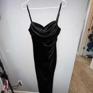 Windsor Black Velvet Cowl Neck Maxi Dress - Women